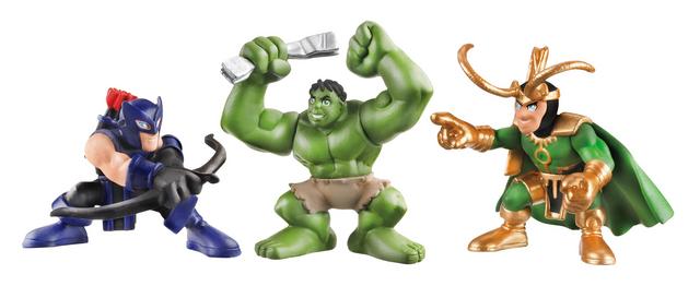 Avengers Super Hero Squad Hawkeye Hulk And Loki Raving